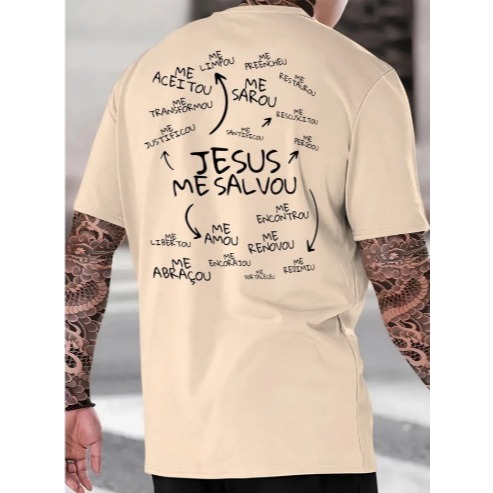 Camiseta Streetwear Estampada Jesus Me Salvou 100% Algodão Camisa Unissex Premium