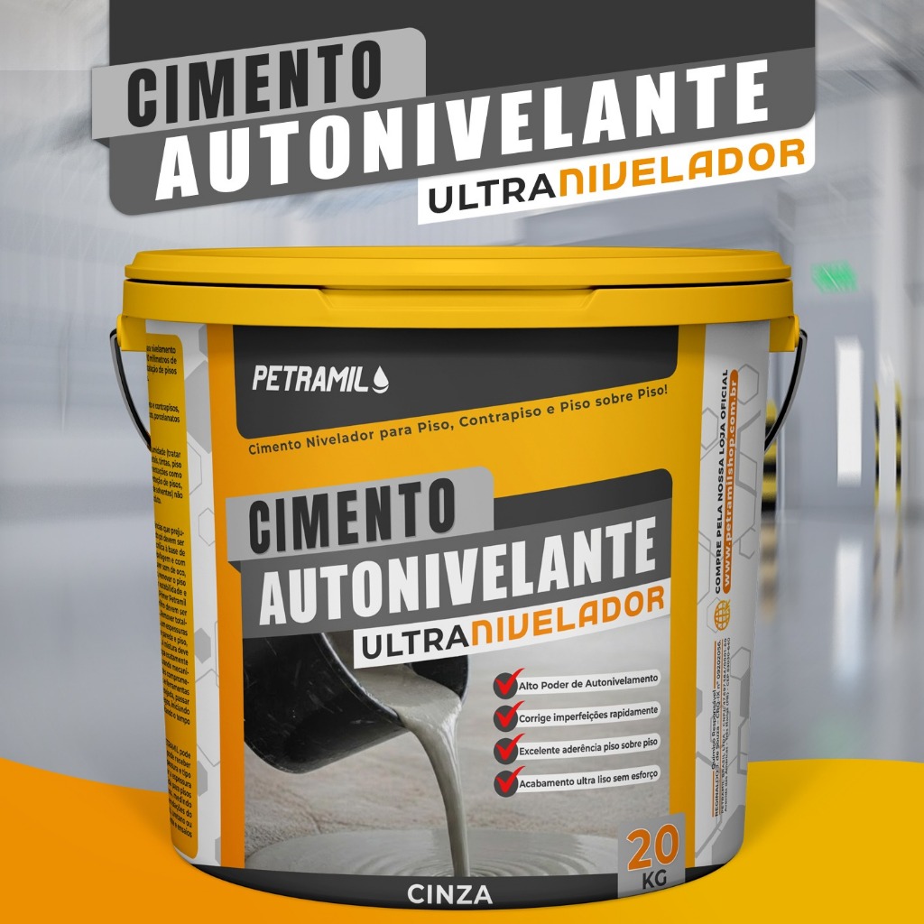 Cimento PETRAMIL Autonivelante Cinza – Acabamento liso e resistente para obras profissionais e domésticas.
