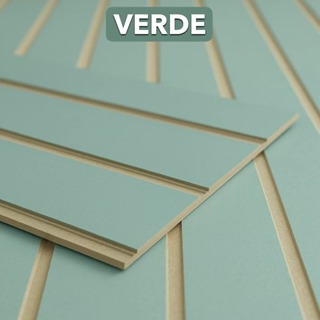 Kit 20 Ripado MDF Verde 45x11 Autocolante – Parede 3D Premium em Oferta na Shopee