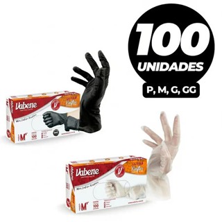 Kit 100 Luvas pretas sem pó viniflex descartáveis pronta entrega salão barbearia jardinagem em Oferta na Shopee