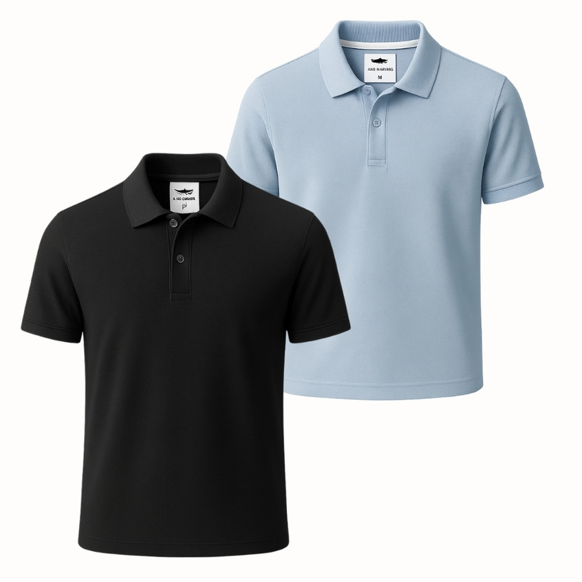 Kit com 2 Camisas Polo Masculinas – Casual, Social, Tecido Leve Verao