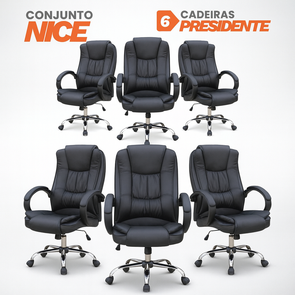 Kit 6 Cadeiras Escritório Presidente Moob Nice Ergonômica NR17 Com Regulagem De Altura em Oferta na Shopee