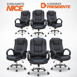 Kit 6 Cadeiras Escritório Presidente Moob Nice Ergonômica NR17 Com Regulagem De Altura em Oferta na Shopee