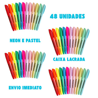 Kit 48 Marca Textos Coloridos – Marcadores para Estudo, Escola e Escritório Secagem rápida Envio Imediato em Oferta na Shopee