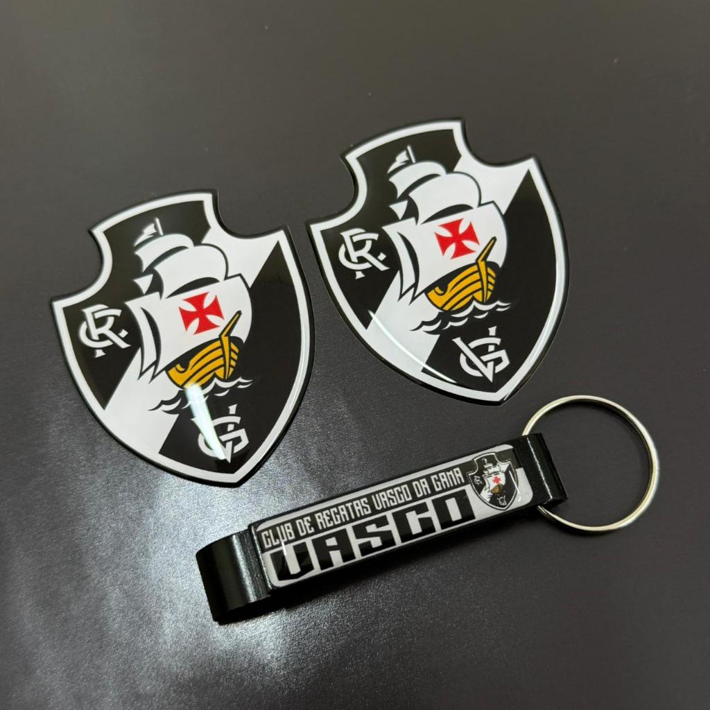 Adesivo Vasco Time Brasão Resinado 3D + Chaveiro Abridor Personalizado Vasco