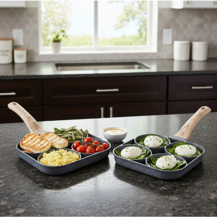 Frigideira Antiaderente 3 em 1 com Divisórias