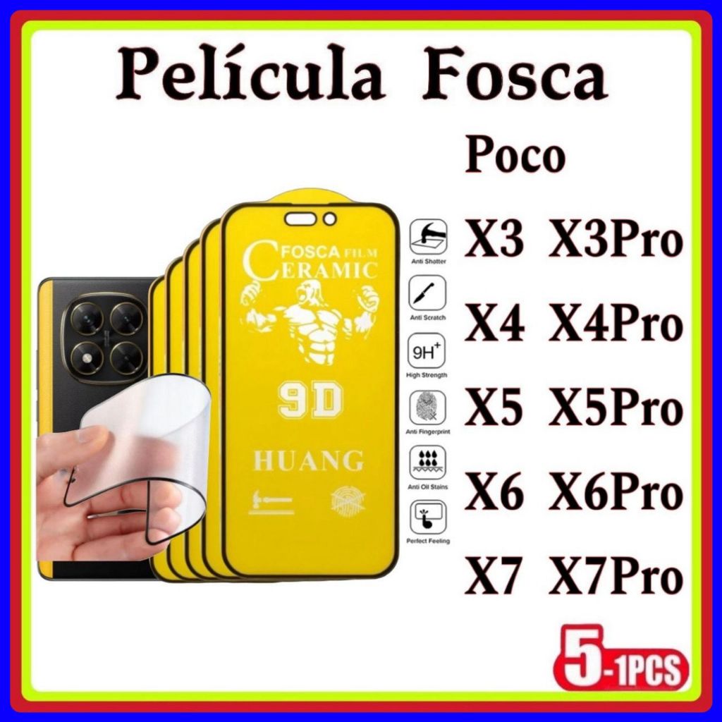Película de Fosca Cerâmica Flexível 9D Xiaomi Redmi Poco X3 X3PRO X4 X4PRO X5 X5