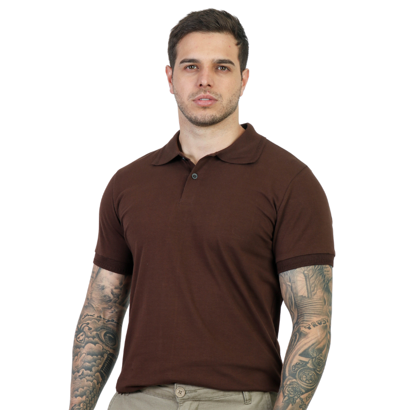 Camiseta Polo Malha Queopes Peruana Masculina Slim Manga Curta
