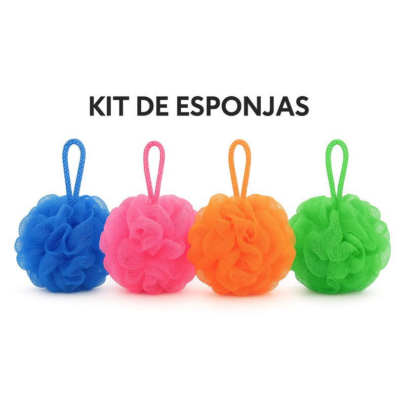 KIT Esponjas Buchas Para Banho Fofinha Nylon Qualidade Conforto Muito Macia e Resistente