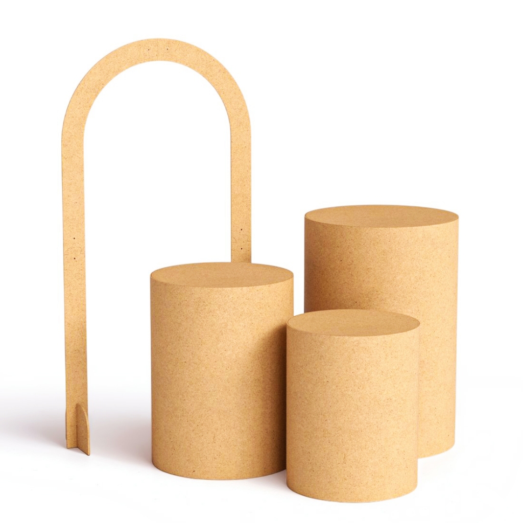 Kit Festa Desmontável Trio De Cilindro E Painel Arco MDF Cru Eventos Festas Aniversários em Oferta na Shopee