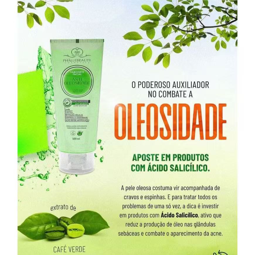 Sabonete Facial AntiOleosidade 100ml PhálleBeauty PH0567 em Oferta na Shopee