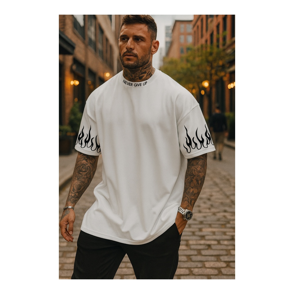 Camiseta Masculina Over Estampado Fogo Treino Larga Academia Moda Envio Imediato em Oferta na Shopee