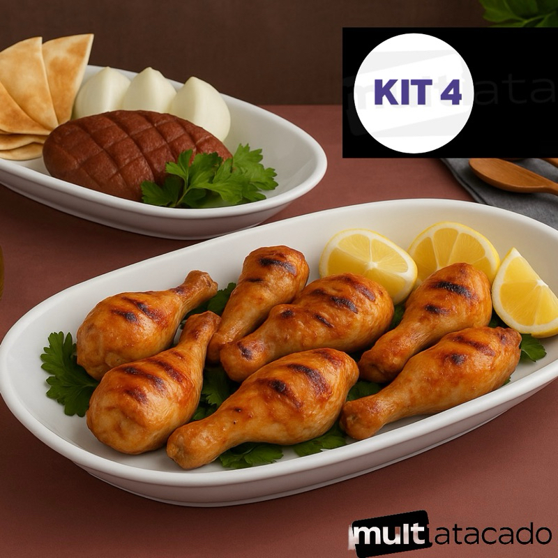 Jogo de Travessas Bandeja Retangular Para Servir  Melamina Premium Branca tijelas vasilha de cozinha