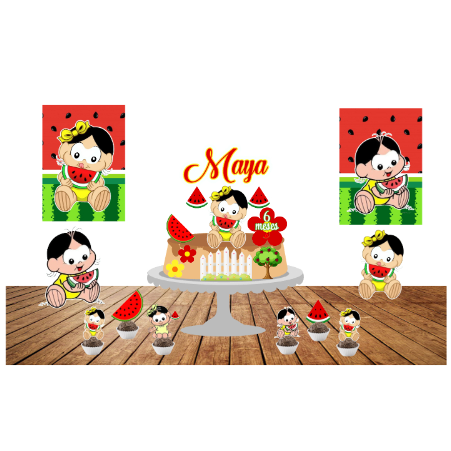 KIT FESTA- SÓ UM BOLINHO MAGALI BABY- MESVERSÁRIO/ANIVERSÁRIO/FESTA NA MESA