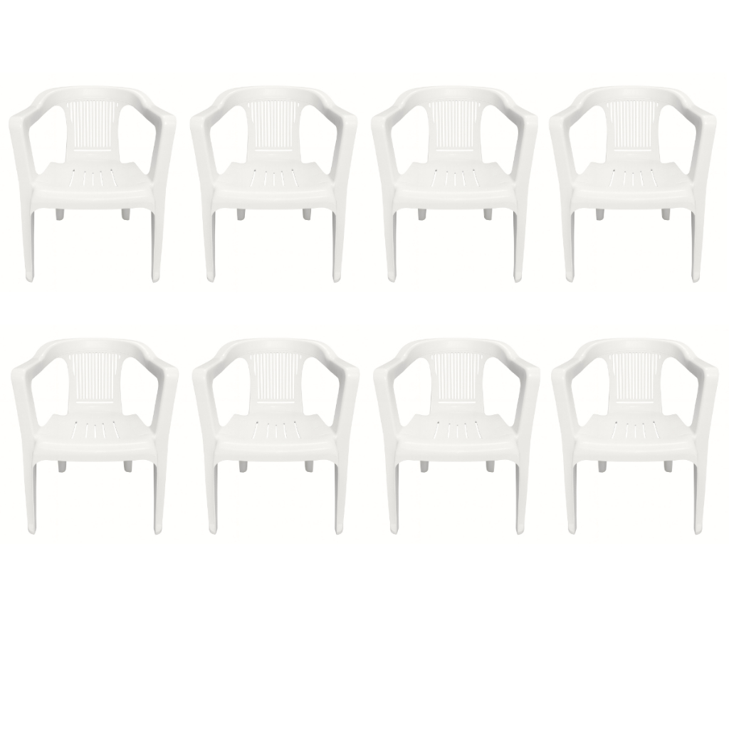 Kit 8 Cadeiras Poltrona Plástica Duramax Bistrô Reforçada