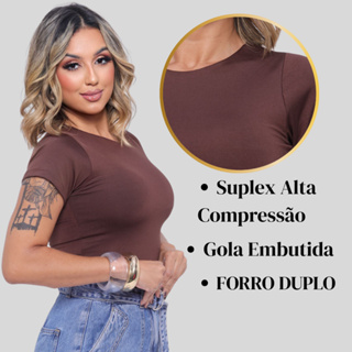 KIT 2 ALTA COMPRESSÃO BLUSA SUPLEX FORRO DUPLO MANGA CURTA ACADEMIA BASICO em Oferta na Shopee