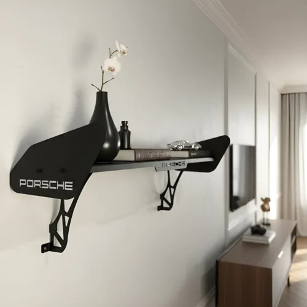 Prateleira Em Aço Industrial Estante Suporte De Parede Aerofolio Rack Organizadora Preto Quarto