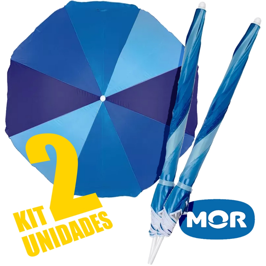 Kit 02 Guarda Sol Grande Mor 1,80 Metros Praia Gigante Piscina Pesca Proteção UV Respirável 70 FPS