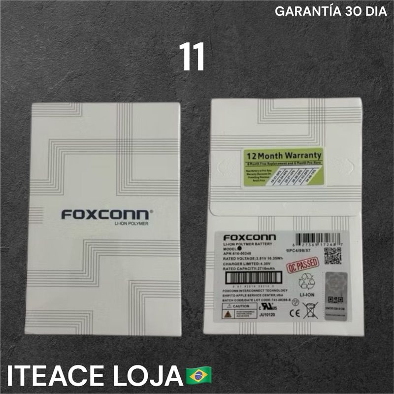BAT COMPATIVAL IPHO-NE FOXCONN (11) ORI NOVA COM GARANTIA 30 DIA