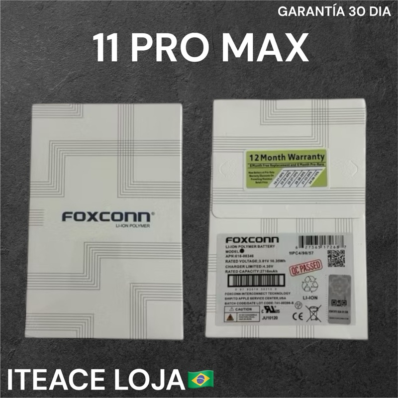 BAT COMPATIVAL IPHO-NE FOXCONN ( 11 PRO MAX ) ORI NOVA COM GARANTIA 30 DIA
