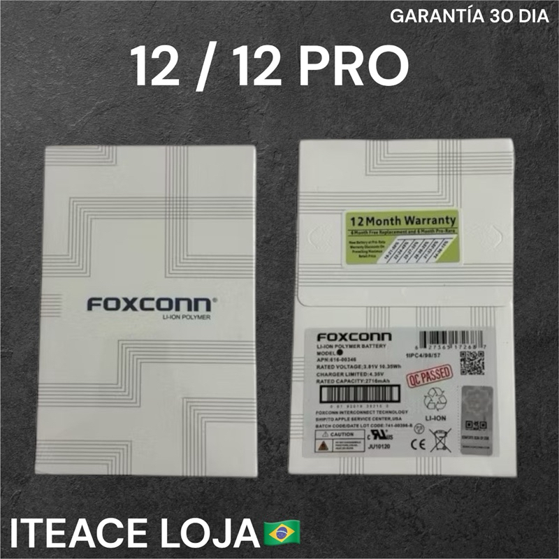 BAT COMPATIVAL IPHO-NE FOXCONN ( 12 / 12PRO ) ORI NOVA COM GARANTIA 30 DIA