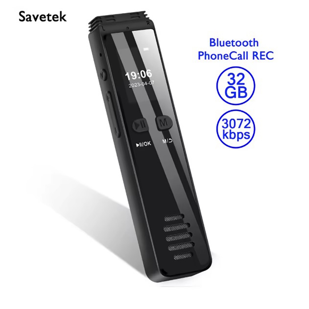 Gravador Ativado Por Voz Digital Savetek 32gb Bluetooth Preto - Também grava ligações de celular