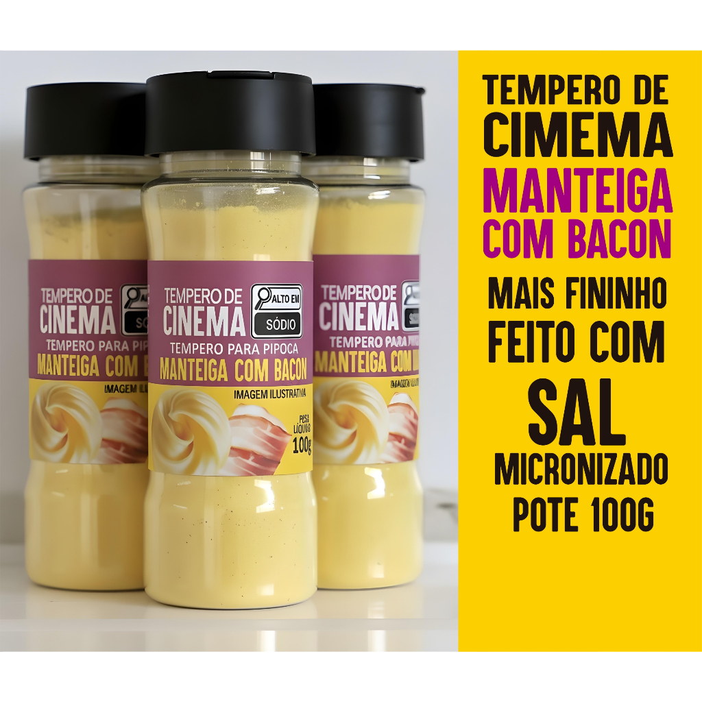 TEMPERO PARA PIPOCA MANTEIGA COM BACON POTE 100G em Oferta na Shopee