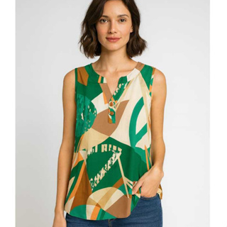 Blusa Feminina Regata Estampada sem Manga Casual Elegante Confortável para Trabalho a Dia Dia em Oferta na Shopee