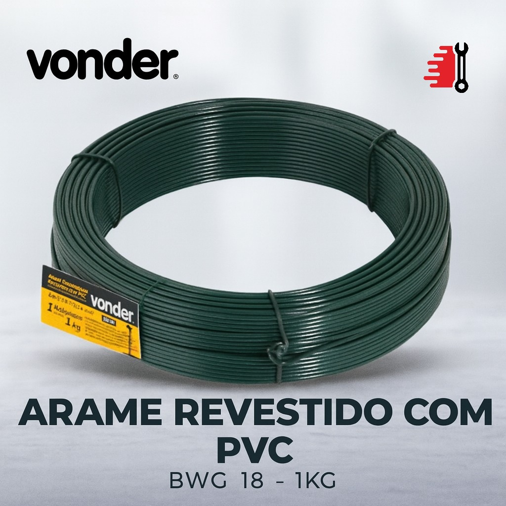 Arame Galvanizado Revestido com PVC Verde Vonder BWG 18 1Kg Cercas Jardinagem Alambrado Flexível em Oferta na Shopee