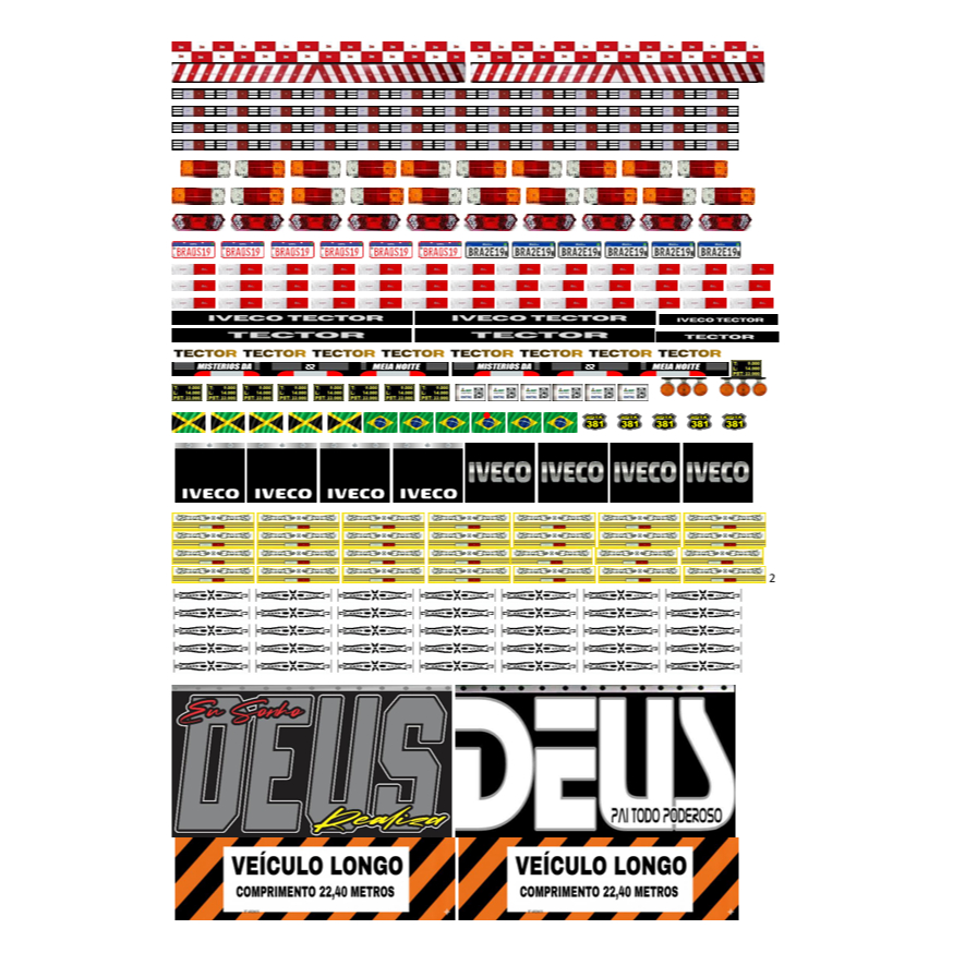 Cartela ADESIVA IVECO TECTOR com + de 100 FIGURAS