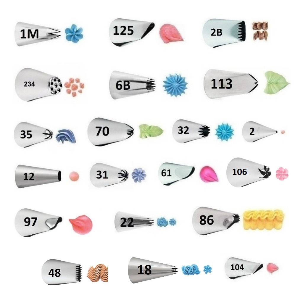Kit 20 Bicos Wilton Confeiteiro Profissional Inox Bicos de Confeiteiro Wilton Confeitaria