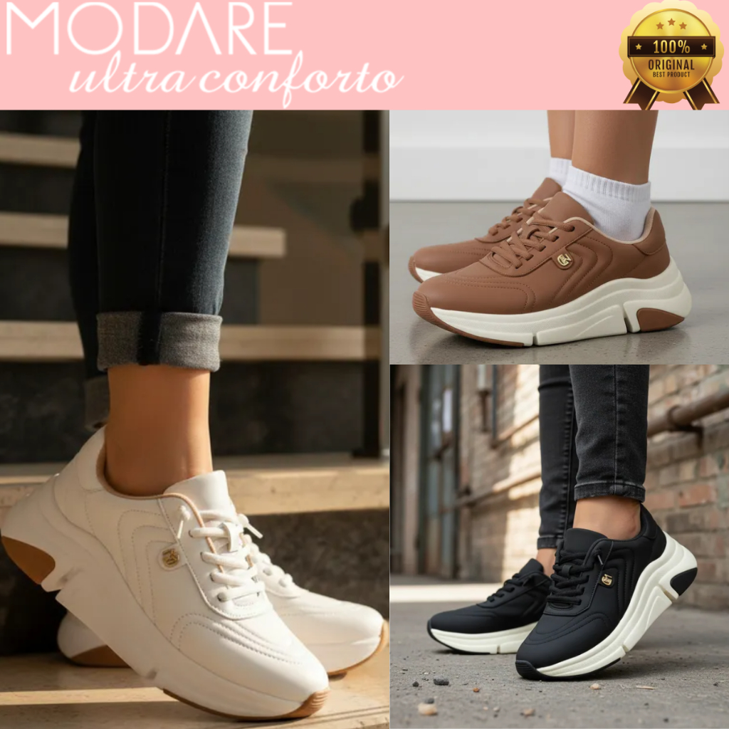 Tênis Feminino Modare Casual Ultraconforto Calce Fácil Ortopédico Confortável 7401104 Original em Oferta na Shopee