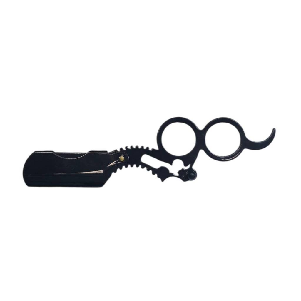 NAVALHA DE DEDO ERGONOMICA PROFISSIONAL INOX PRETO PARA BARBA E CABELO