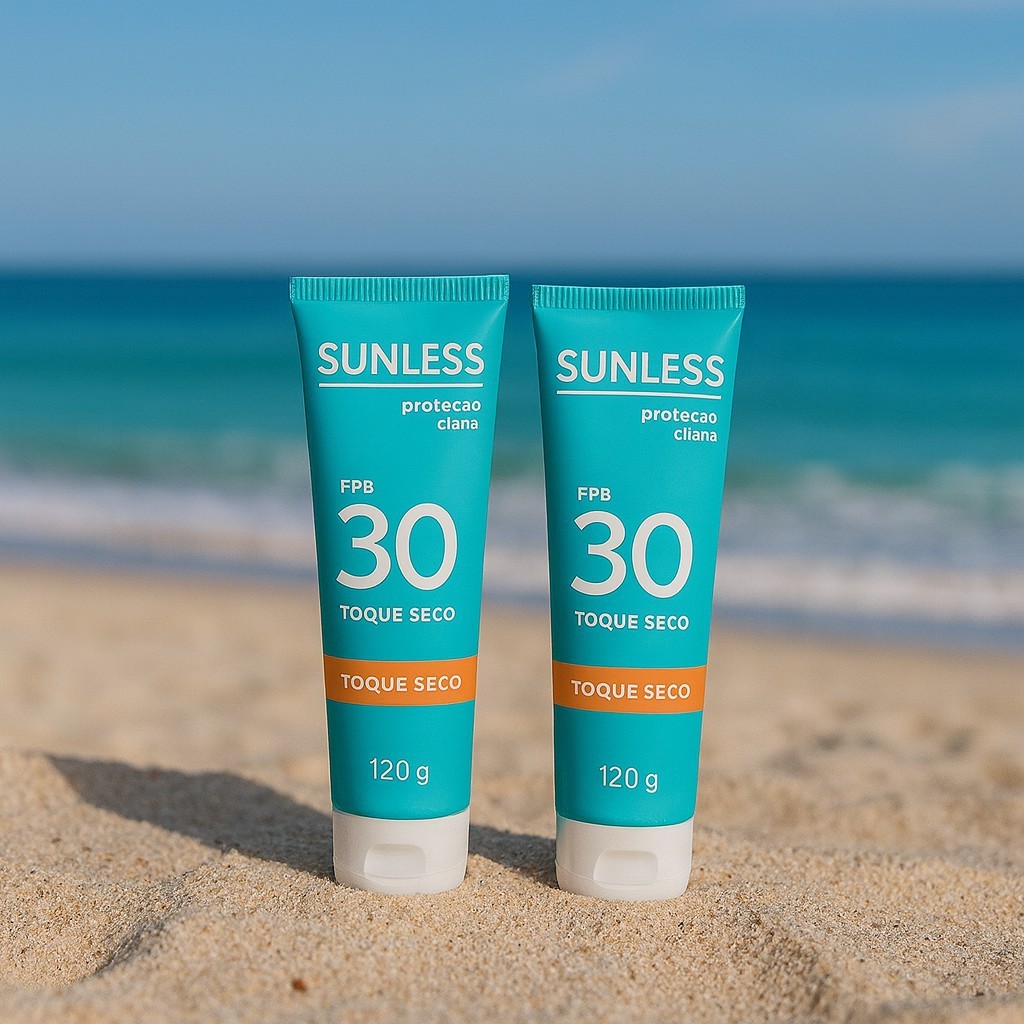 Kit 2 Protetores Solares Sunless FPS 30 Toque Seco 120g – Rosto e Corpo, Proteção Diária Economia