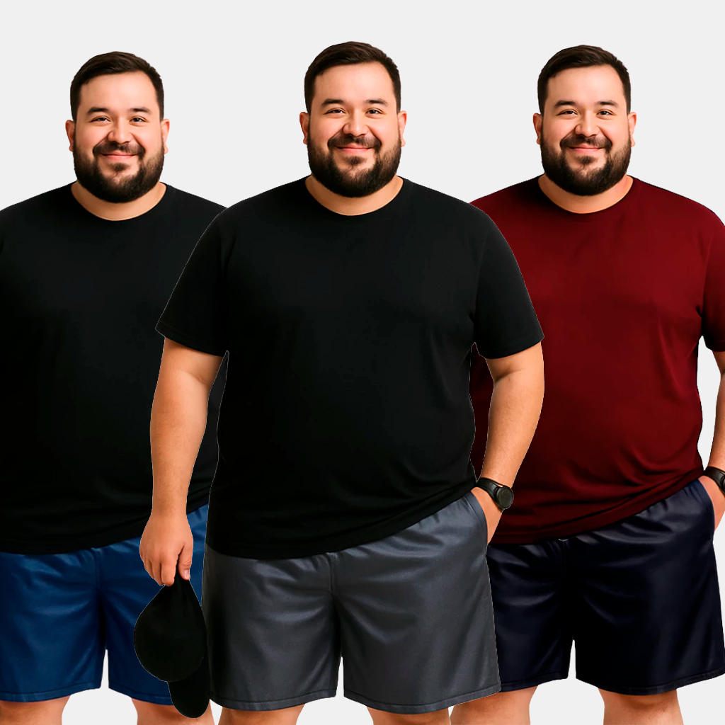 Kit Plus Size Bermuda Masculina 3 ou 1 (UMA) G8 G10 Esporte Academia Conforto Secagem Rápida