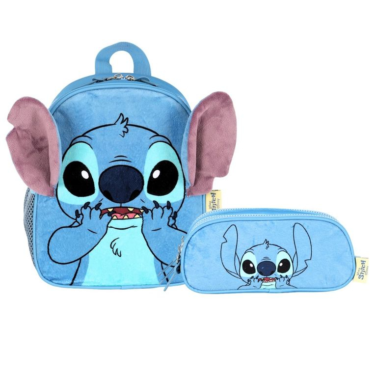 Kit Escolar Pelúcia Juvenil Menina Lilo Stitch & Angel Lancheira Térmica + Estojo Penal Original