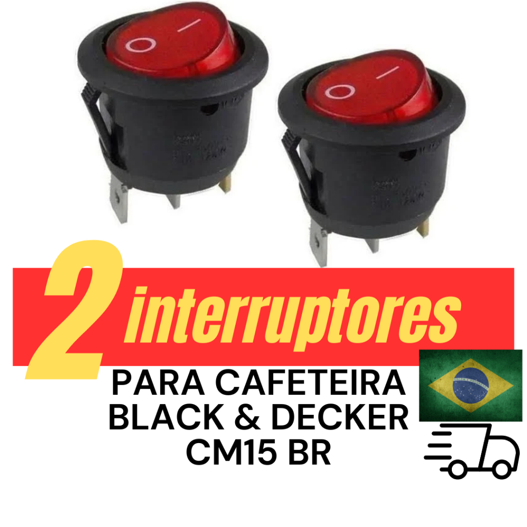 Botão Liga Desliga Cafeteira para B&D CM15 br (02 botões)