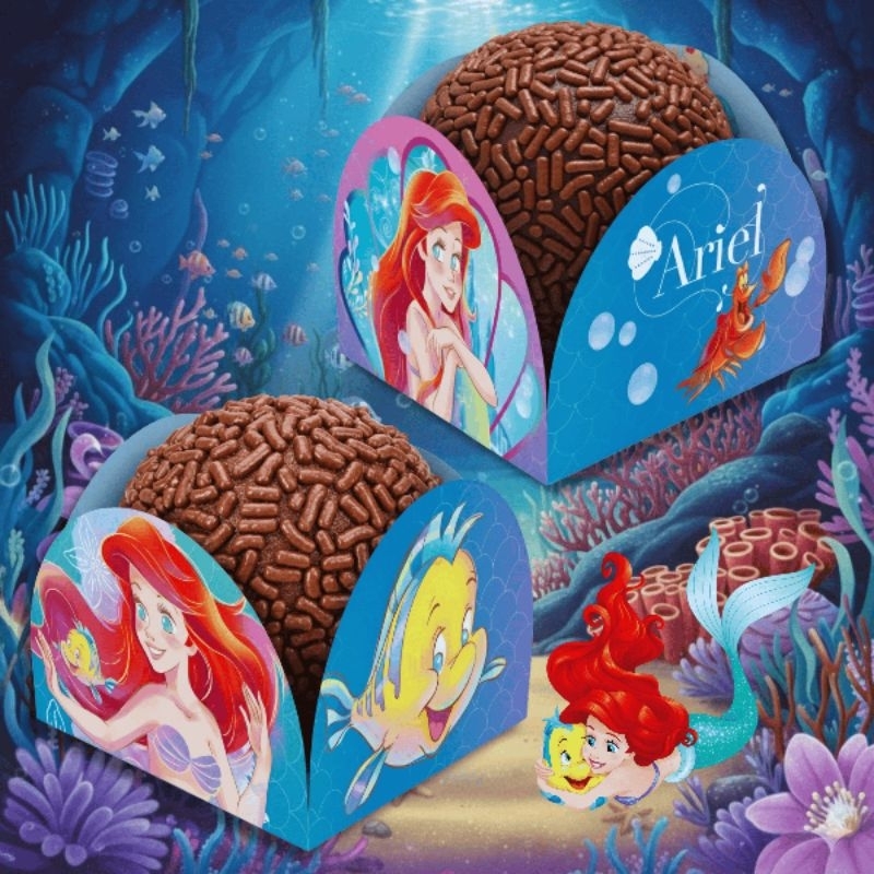 Porta Forminhas Pequena Sereia Ariel - Fundo do Mar, Princesa Disney 50 a 200 Unidades