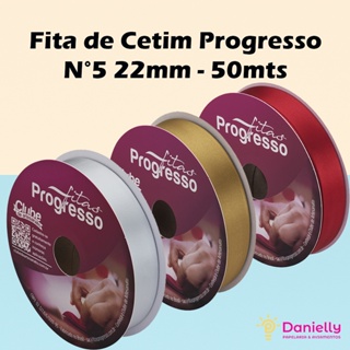 Fita de Cetim Progresso N°5 22mm - 50mts em Oferta na Shopee