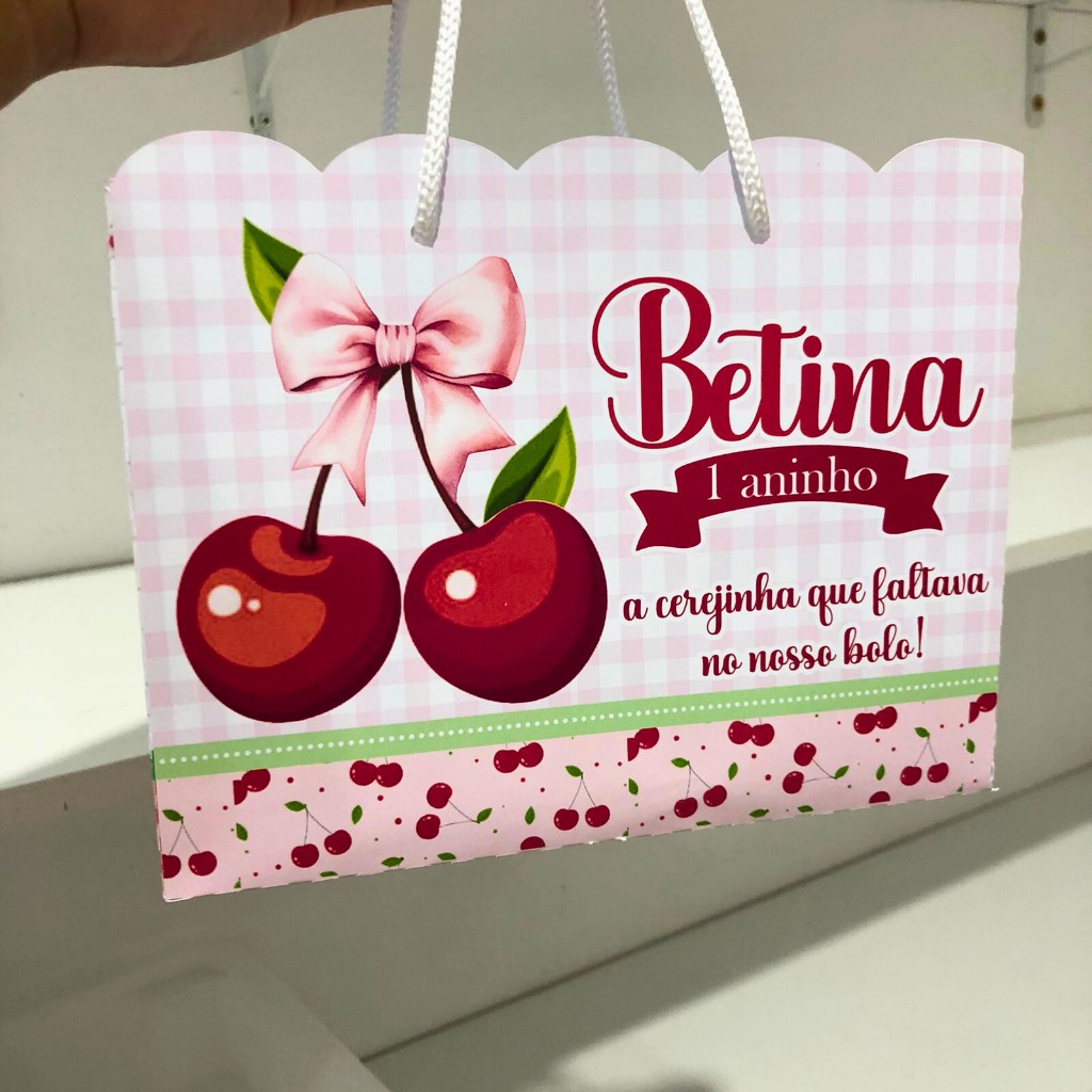 Sacolinha Cerejinha Personalizada Lembrancinha Festa infantil Aniversario