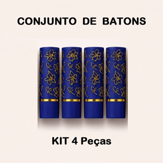 Kit 4 Batons Mágicos 24h Azul – Mudam de Cor com o PH dos Lábios, Longa Duração e Alta Pigmentação em Oferta na Shopee