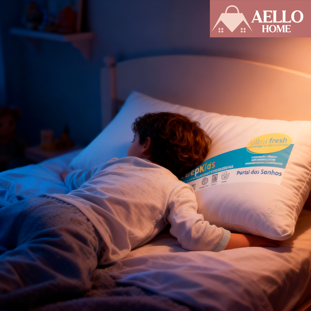 Travesseiro Infantil Anatômico 40x60cm Antissufocante com Fronha Azul Antialérgico