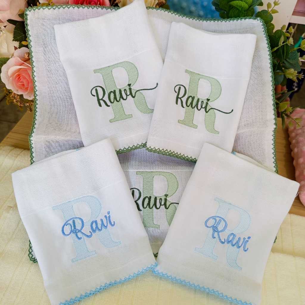 kit com 5 Fraldas de Boca para Bebê Personalizada/fralda bordada/fralda personalizada/fralda cremer/maternidade/bebê