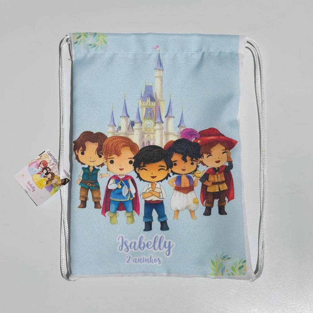 Mochila Personalizada Festa Infantil Princesas Lembrancinha | Saquinho | Sacochila