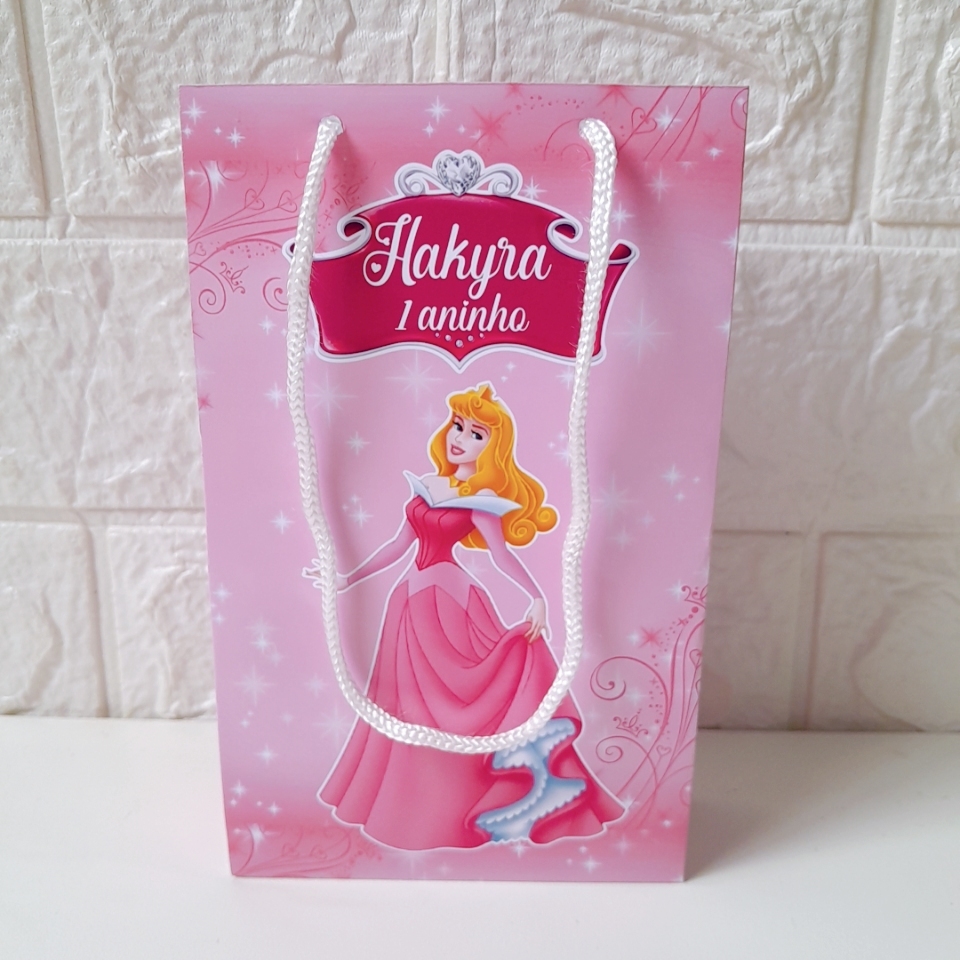 Sacolinha Surpresa Princesa AuroraPersonalizada | Pegue e Monte Lembrancinha Festa Infantil