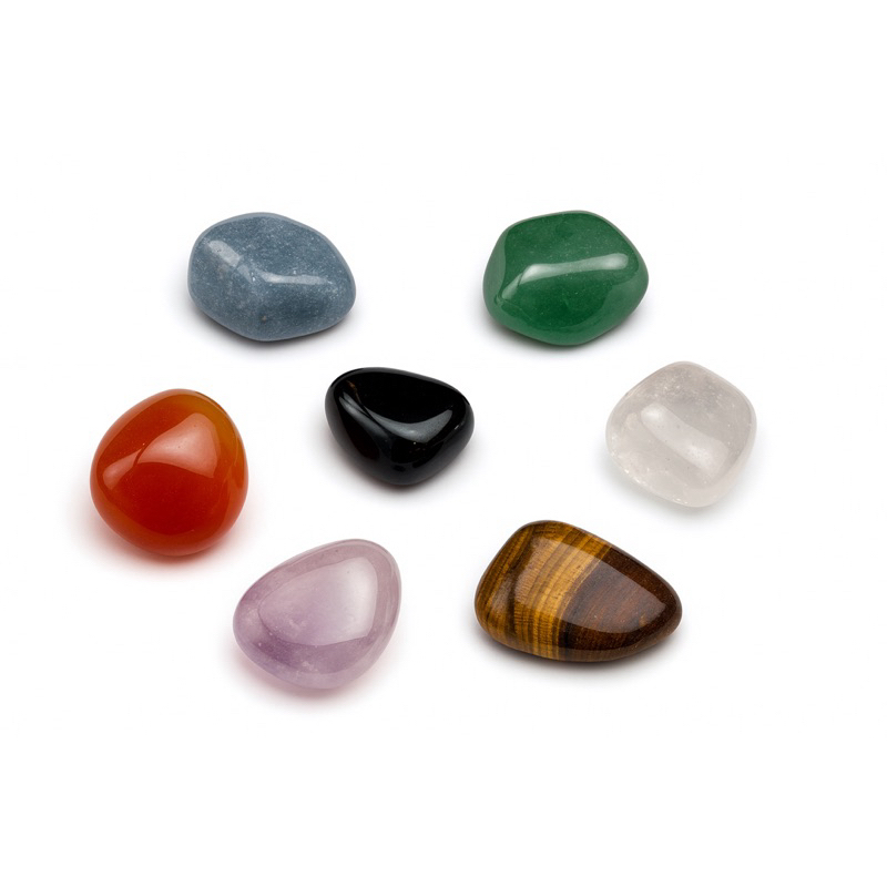 Kit 7 Chakras Pedra Rolada Natural Equilíbrio Energia Reiki