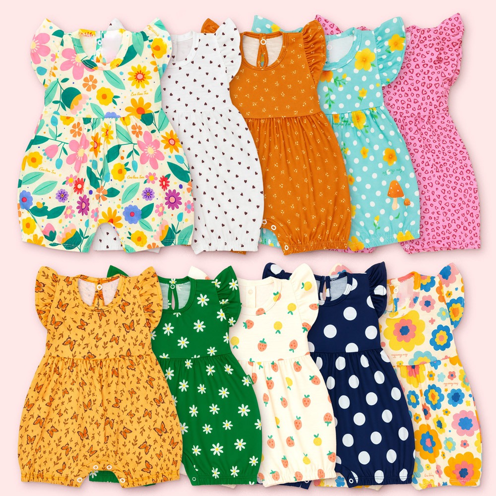 Macacão Curto Babado Minimalista Bebê Menina - Até 12 Meses