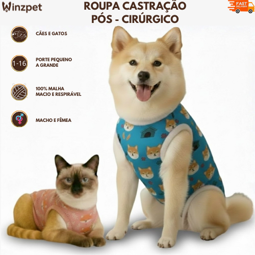 Roupa Pós Cirúrgica Estampada Pet – Confortável, Segura e Antilambidas | Cães e Gatos