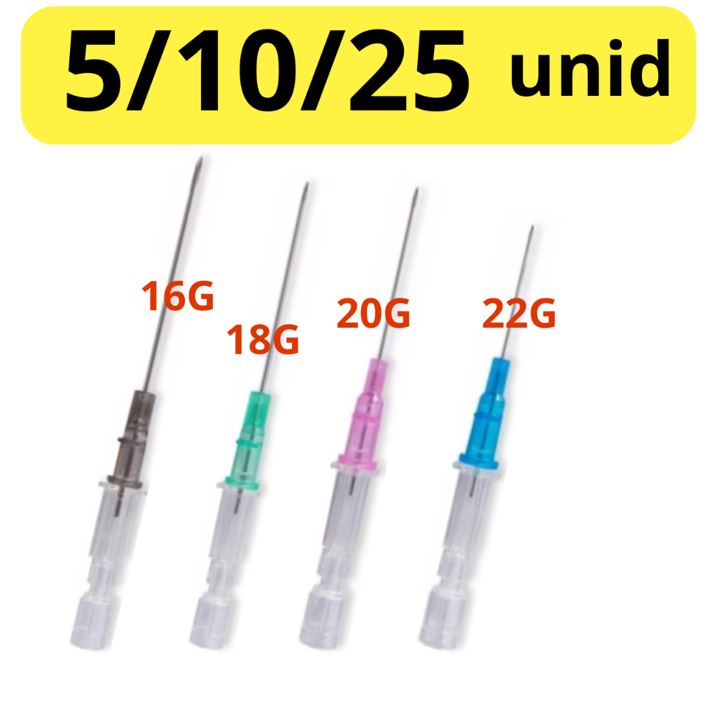 Cateter 16G/18G/20G/22G - 5/10/25 Unidades Jelco Medix/Descarpack/Glomed