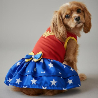 Vestido Pet Mulher Maravilha Roupinha de Cachorro Mulher Maravilha em Oferta na Shopee